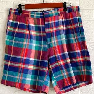 VINTAGE STANLEY BLACKER Shorts Plaid Men’s Cotton Pleated Waist 34”